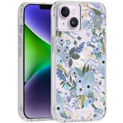 Case-Mate Rifle Paper Co. iPhone 14 Plus Case [Works with Wireless Charger] [10FT Drop Protection] Cute iPhone Case 6.7" with Floral Pattern, Anti-Scratch Tech, Shockproof Material, Slim Garden Party Blue